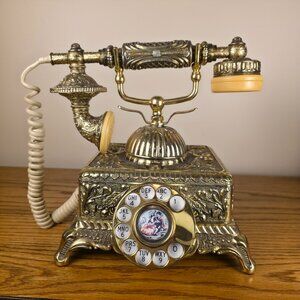 Baroque Monarch Brass Rotary Telephone – Vintage 1970s Decor